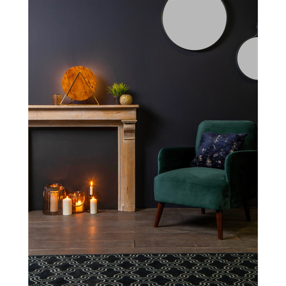 Brooks - Retro Armchair - Velvet, Dark Wood Legs - Forest Green