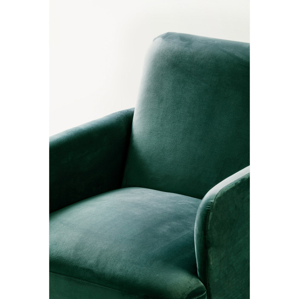 Brooks - Retro Armchair - Velvet, Dark Wood Legs - Forest Green