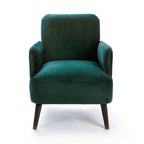 Brooks - Retro Armchair - Velvet, Dark Wood Legs - Forest Green