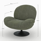Ricci - Swivel Armchair In Khaki Green Velvet Effect Fabric