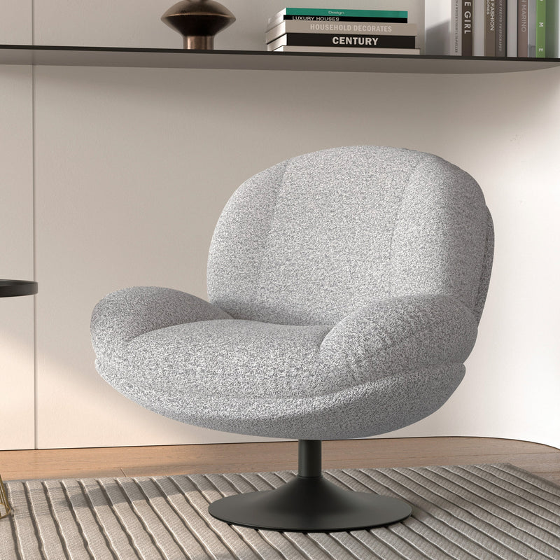Fauteuil Ricci pivotant en tissu bouclé gris chiné