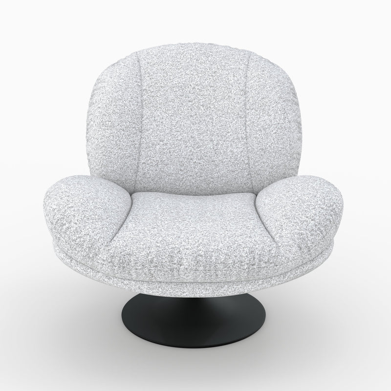 Fauteuil Ricci pivotant en tissu bouclé gris chiné
