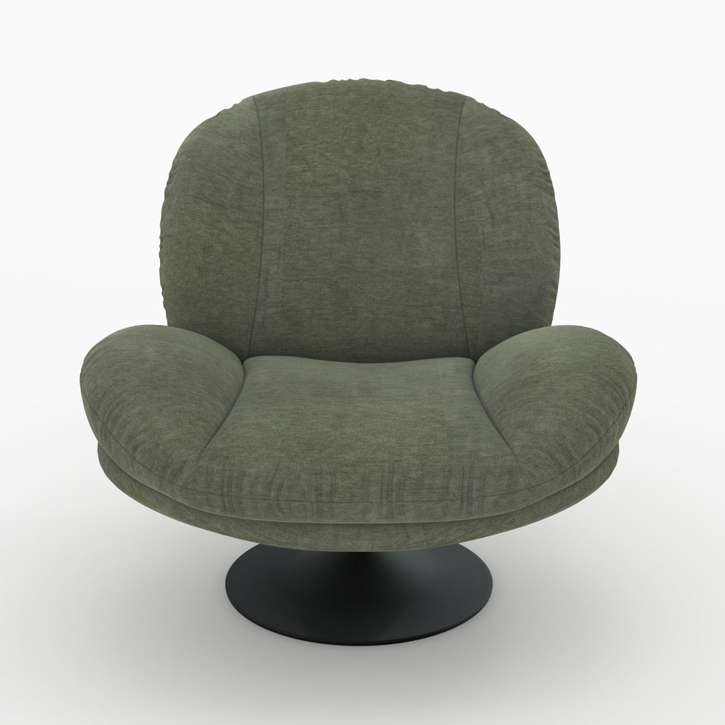 Ricci - Swivel Armchair In Khaki Green Velvet Effect Fabric