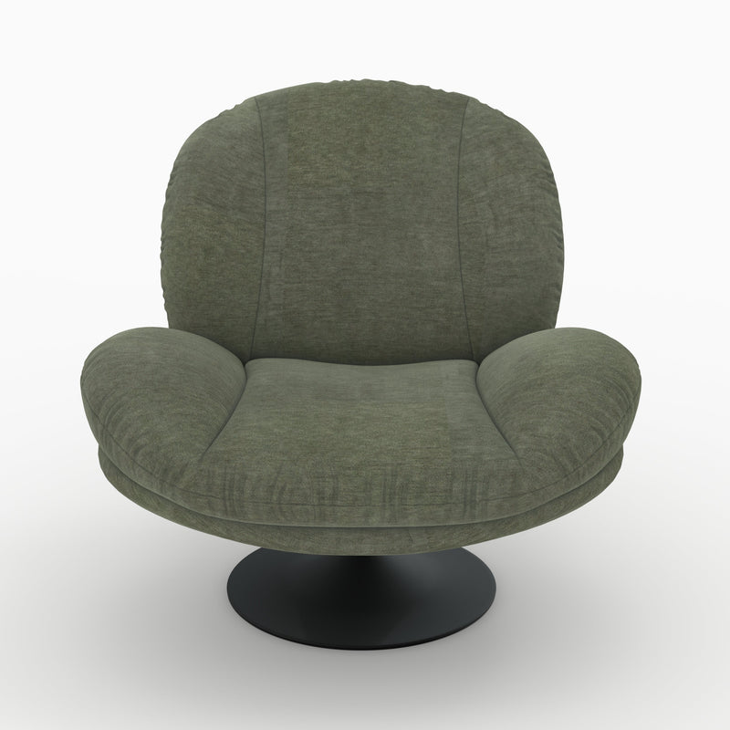 Fauteuil Ricci pivotant en tissu effet velours vert kaki