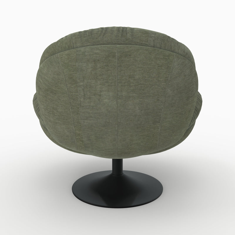 Fauteuil Ricci pivotant en tissu effet velours vert kaki