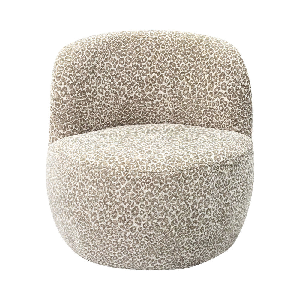 Mo - Round Armchair - Leopard-Print Fabric - Beige