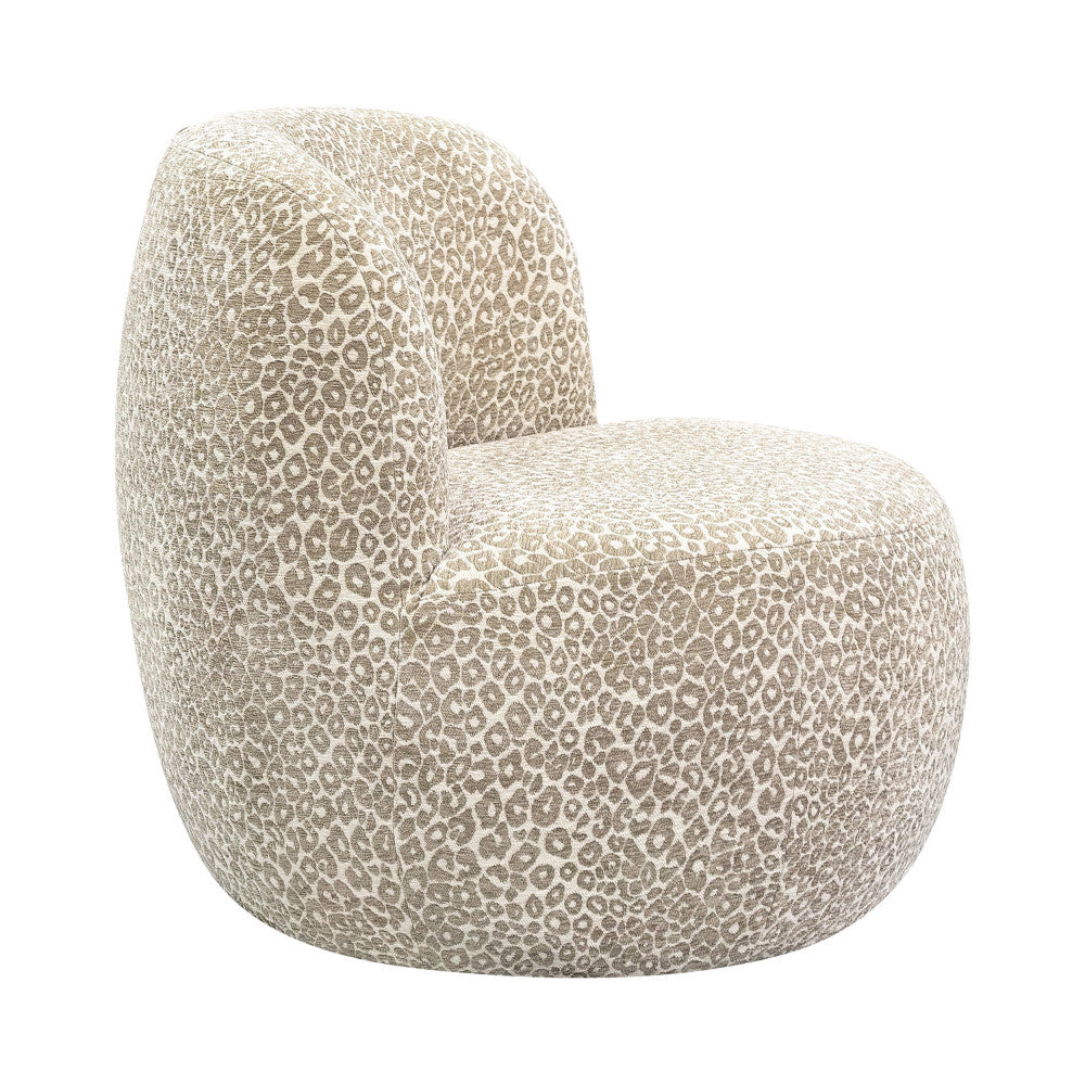 Mo - Round Armchair - Leopard-Print Fabric - Beige