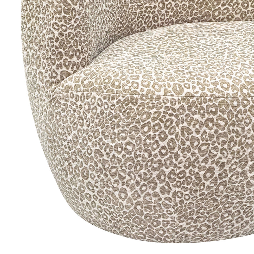 Mo - Round Armchair - Leopard-Print Fabric - Beige