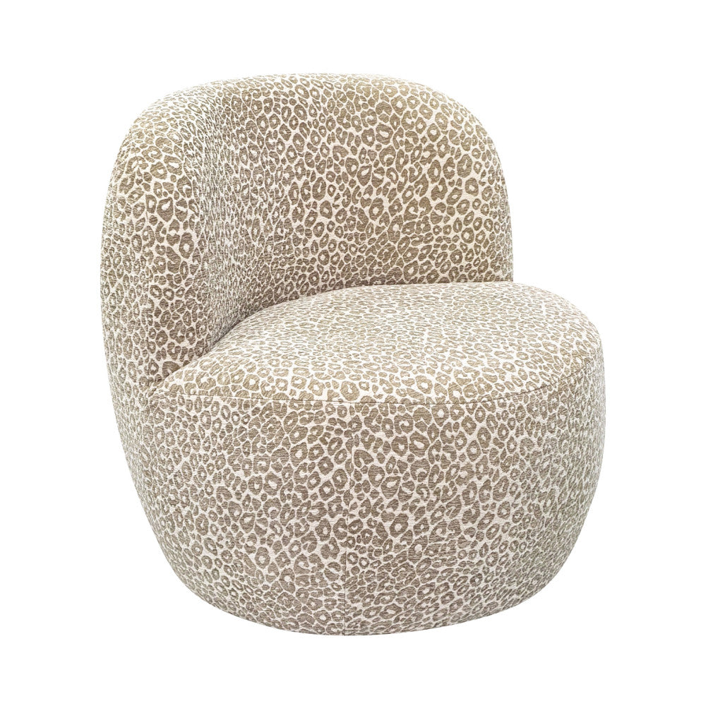 Mo - Round Armchair - Leopard-Print Fabric - Beige
