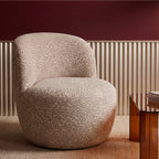 Mo - Round Armchair - Leopard-Print Fabric - Beige