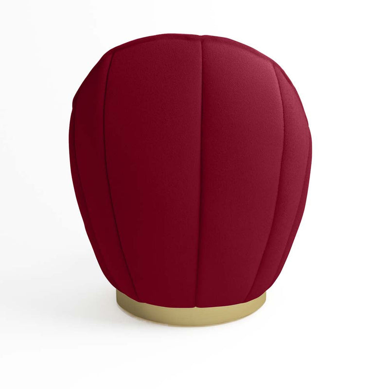 Fauteuil Betty en velours bordeaux, base cerclage or effet laiton Potiron Paris