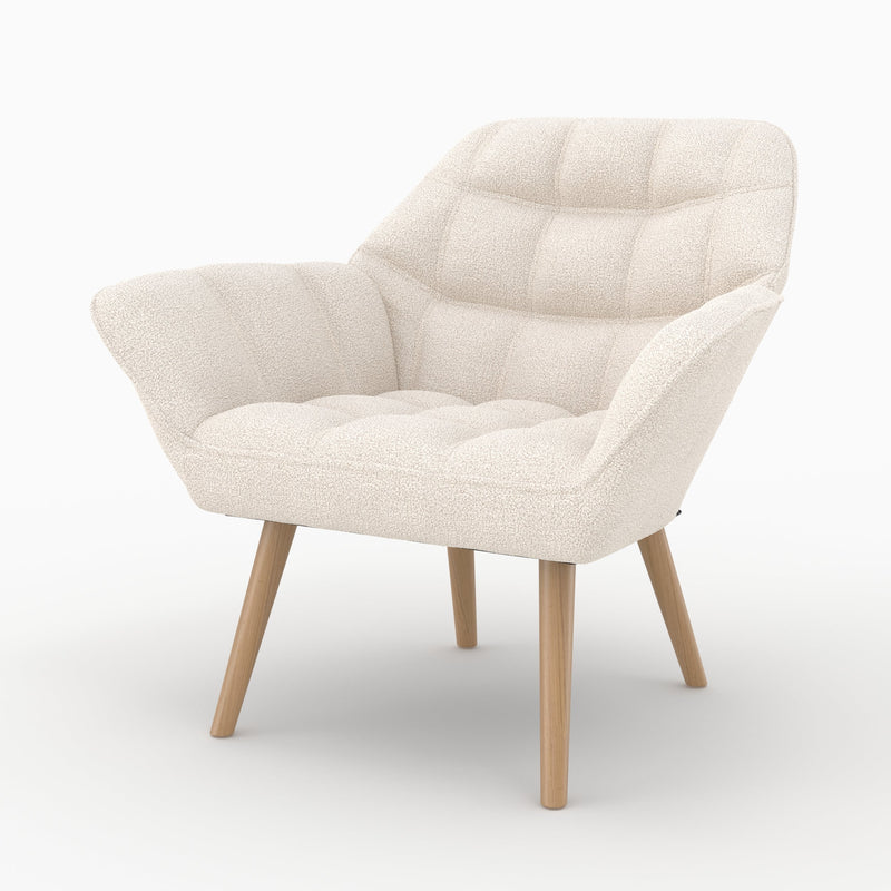 Fauteuil Simba en tissu bouclé blanc