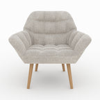Simba - Fauteuil En Tissu Gris Clair Et Pieds En Bois