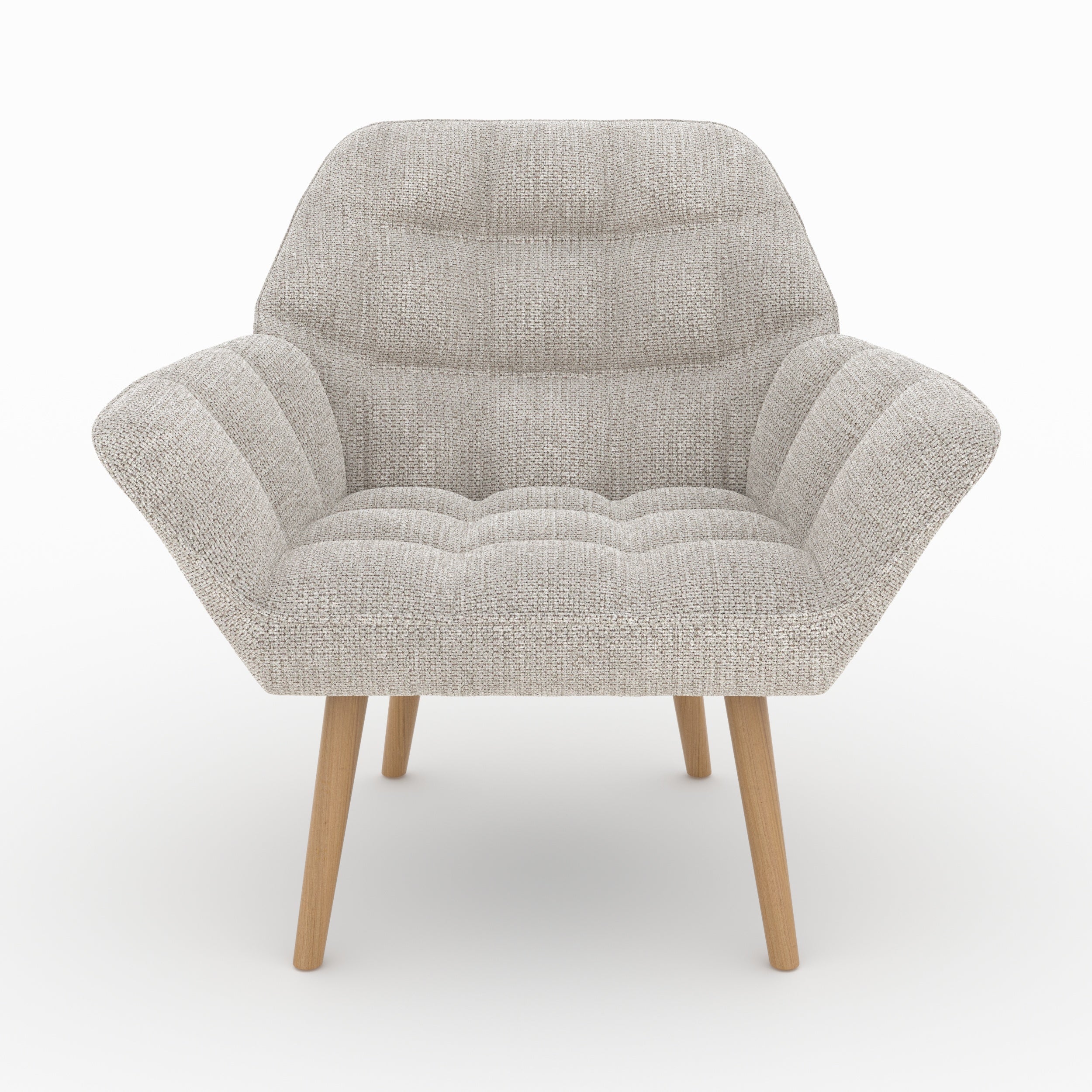 Simba - Fauteuil En Tissu Gris Clair Et Pieds En Bois