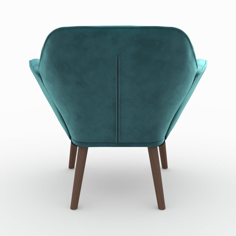 Fauteuil Simba en velours bleu canard