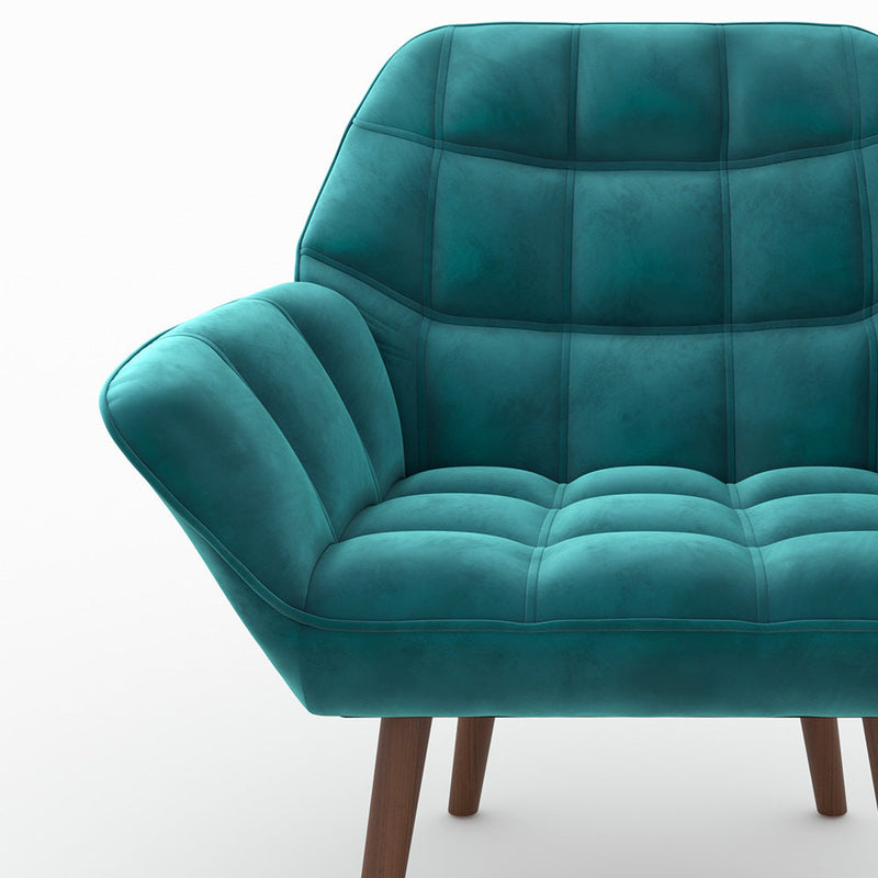 Fauteuil Simba en velours bleu canard