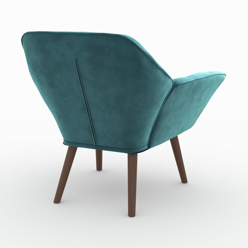 Fauteuil Simba en velours bleu canard