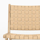 Fauteuil Kuna en teck et cuir tressé beige