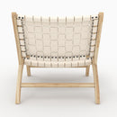 Fauteuil Kuna en teck et cuir tressé blanc