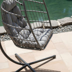 Sully - Sillón huevo colgante de jardín - Cuerda y metal - Gris antracita