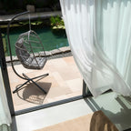 Sully - Sillón huevo colgante de jardín - Cuerda y metal - Gris antracita