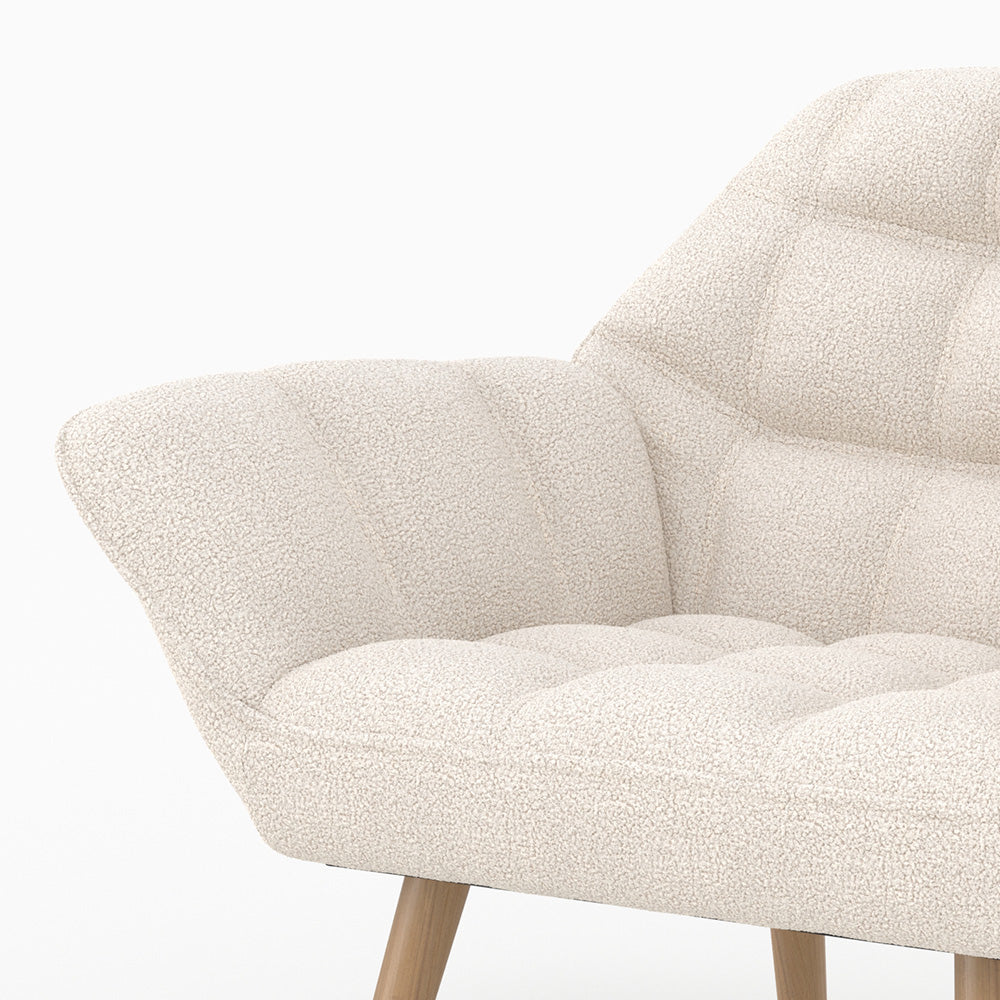 Simba - White Bouclé Fabric Armchair