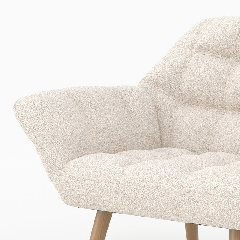 Fauteuil Simba en tissu bouclé blanc