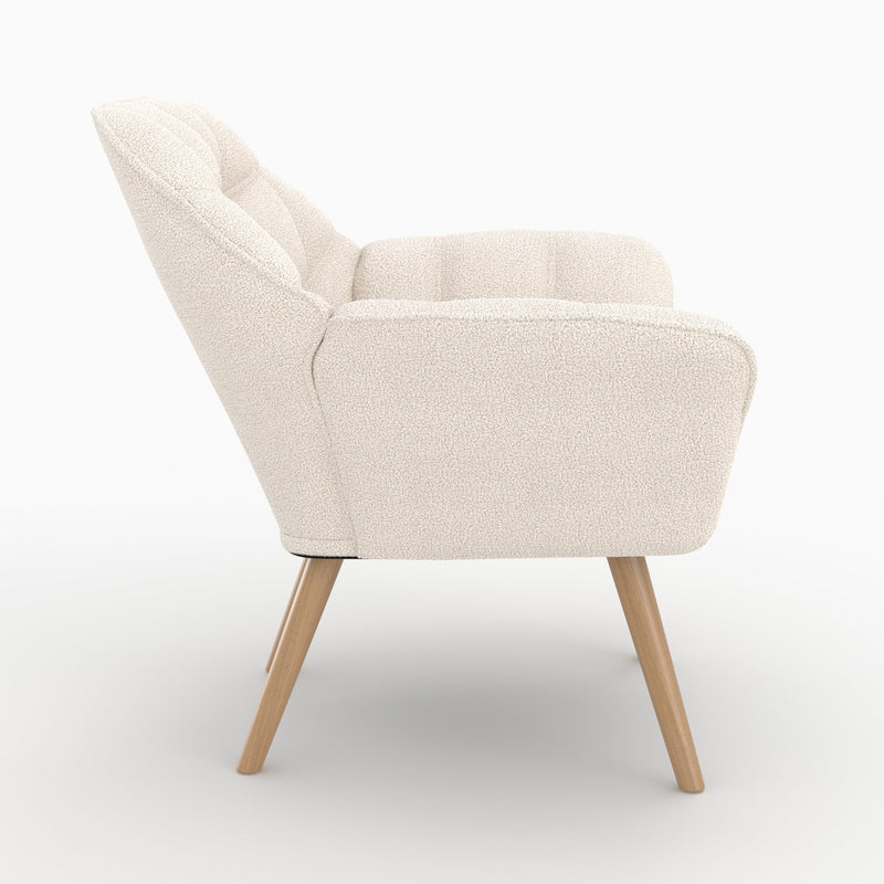 Fauteuil Simba en tissu bouclé blanc