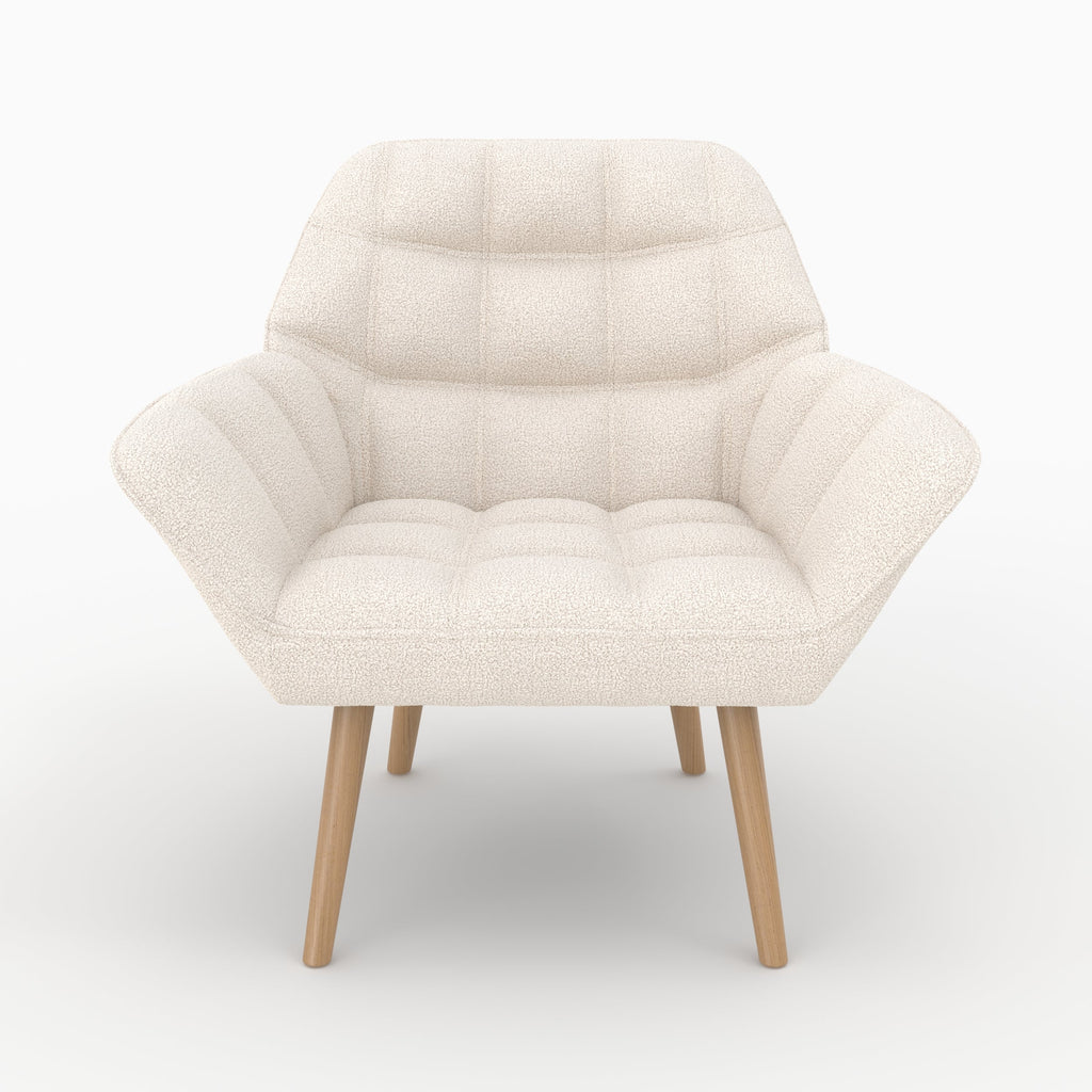 Simba - White Bouclé Fabric Armchair