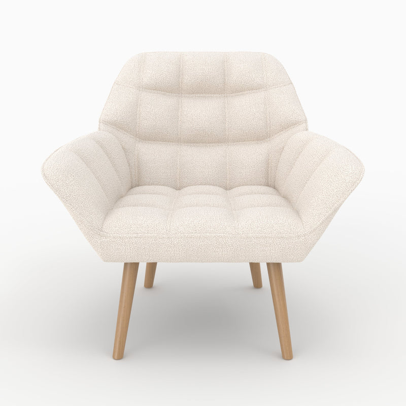 Fauteuil Simba en tissu bouclé blanc