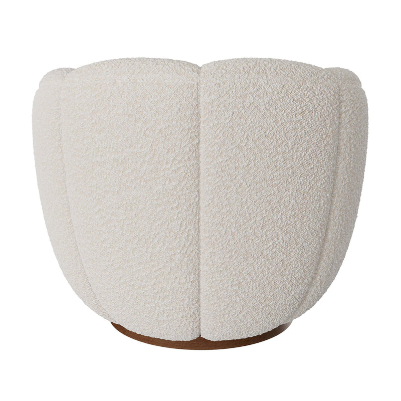 Fauteuil pivotant Ysé en tissu bouclé blanc