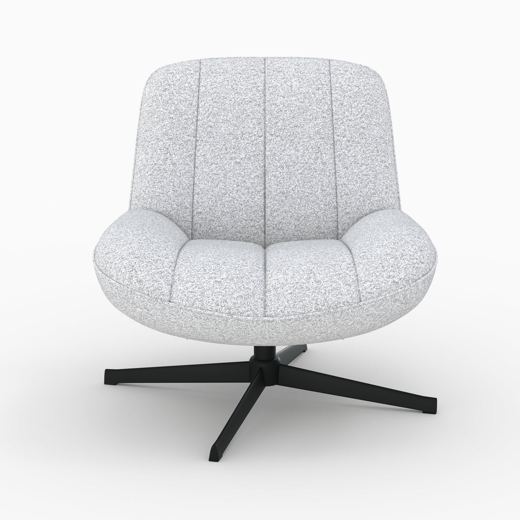 Elvis - Sillón giratorio de tela bouclé gris jaspeado