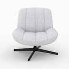 Elvis - Sillón giratorio de tela bouclé gris jaspeado