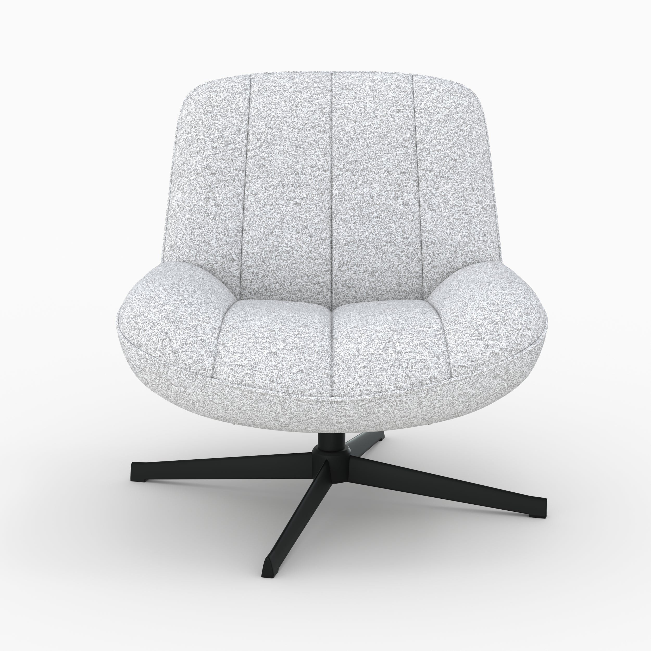 Elvis - Sillón giratorio de tela bouclé gris jaspeado