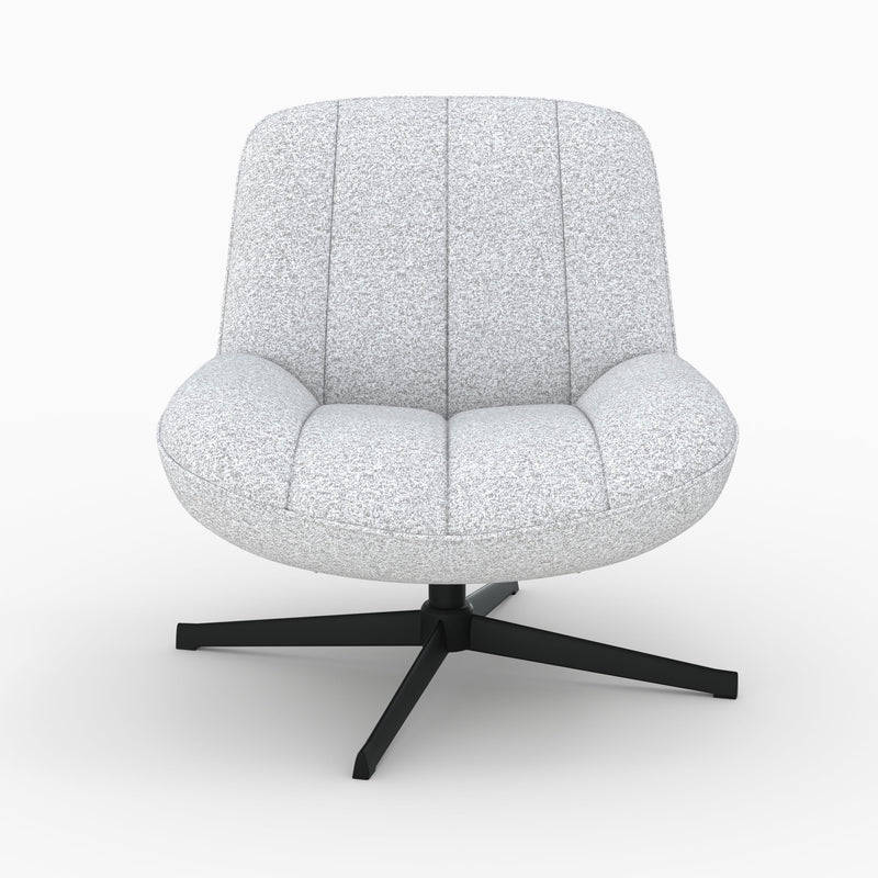 Fauteuil Elvis pivotant en tissu bouclé gris chiné