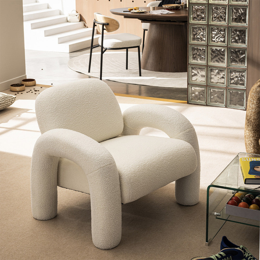Mio - Sillón - Tejido bouclé - Blanco