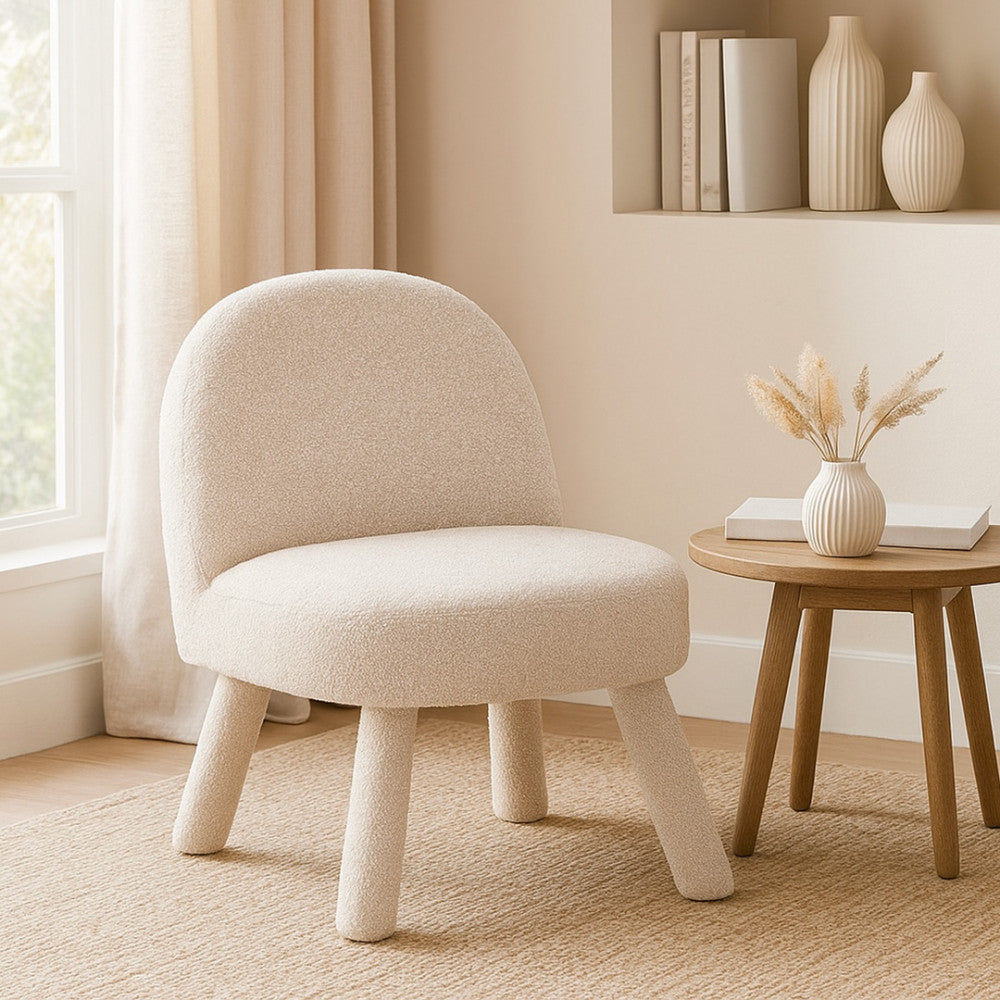Abica - Armchair - Bouclé Fabric - White