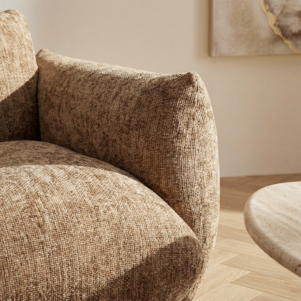 Bocca - Armchair - Fabric with Button-Tufted Backrest - Bronze