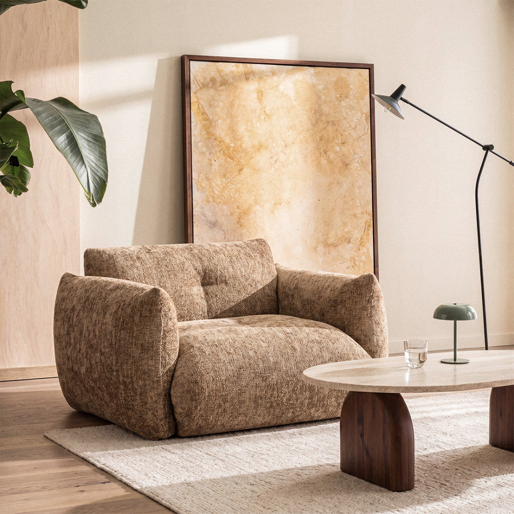 Bocca - Armchair - Fabric with Button-Tufted Backrest - Bronze