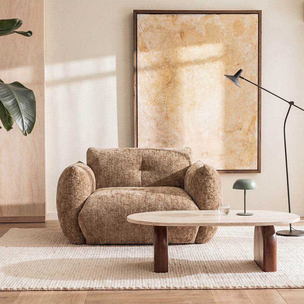 Bocca - Armchair - Fabric with Button-Tufted Backrest - Bronze