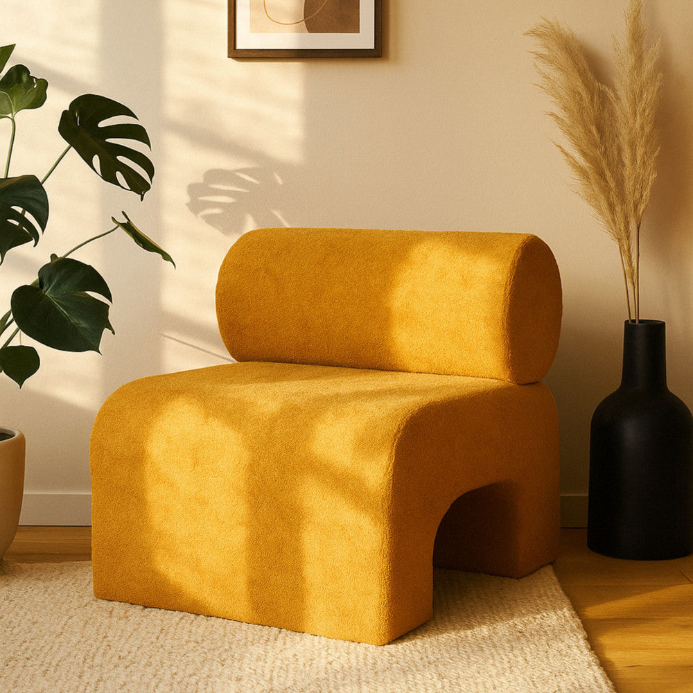 Mour - Fauteuil - Tissu Doux - Jaune Moutarde