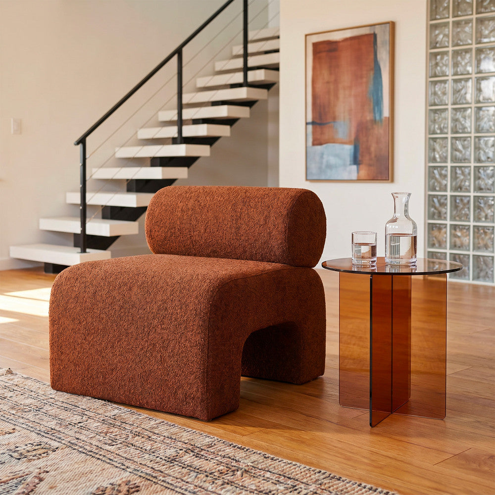 Mour - Armchair - Soft Fabric - Mottled Rust