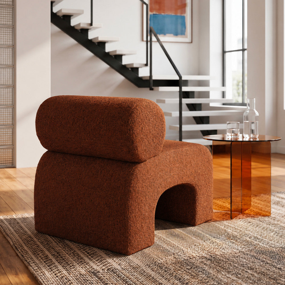 Mour - Armchair - Soft Fabric - Mottled Rust