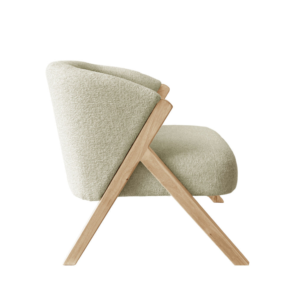 Malou - Sillón - Tela, patas de madera clara - Beige
