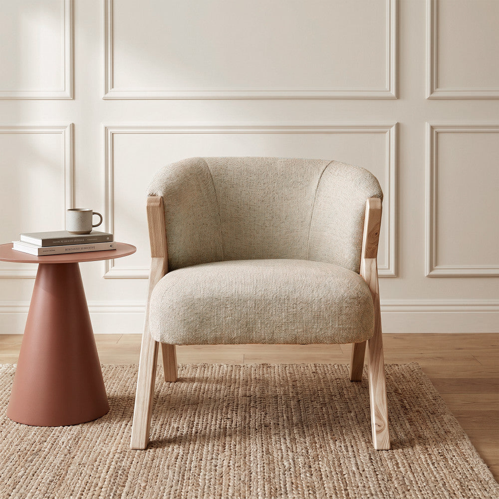 Malou - Sillón - Tela, patas de madera clara - Beige