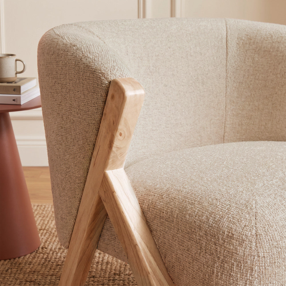 Malou - Sillón - Tela, patas de madera clara - Beige