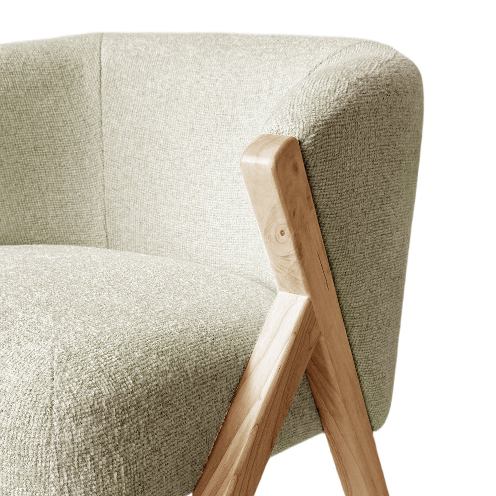 Malou - Sillón - Tela, patas de madera clara - Beige