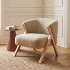 Malou - Sillón - Tela, patas de madera clara - Beige