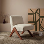Vinto - Armchair - Fabric, Wooden Legs - Mottled Beige