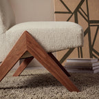 Vinto - Armchair - Fabric, Wooden Legs - Mottled Beige